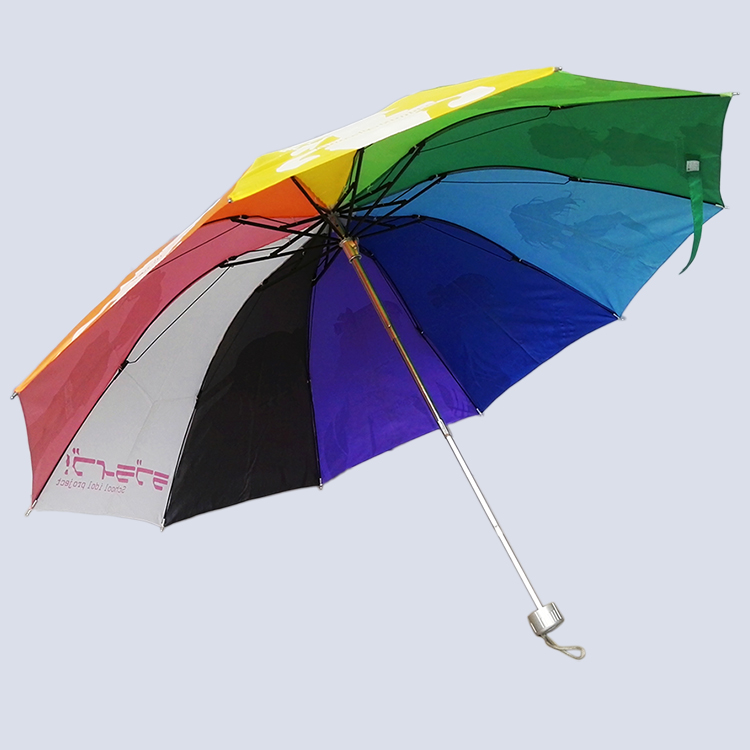 彩色彩虹四折精品彩虹反向收缩折叠伞直销畅销